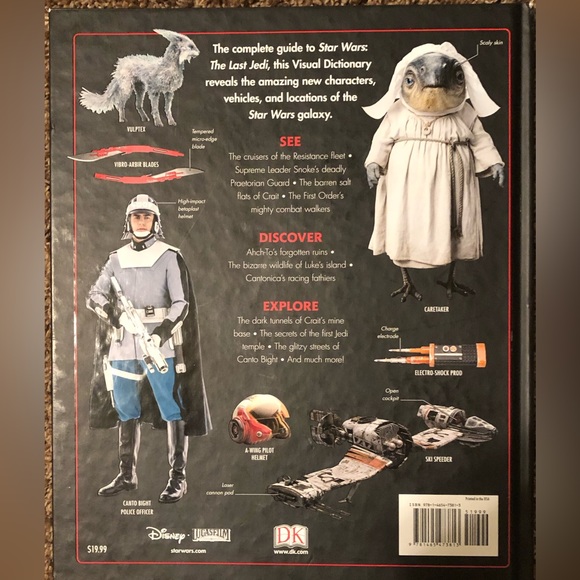 BOOK💜💜3/$15 SALE💜💜’STAR WARS -The Last Jedi’  A Visual Dictionary Hardcover Book - Picture 2 of 7